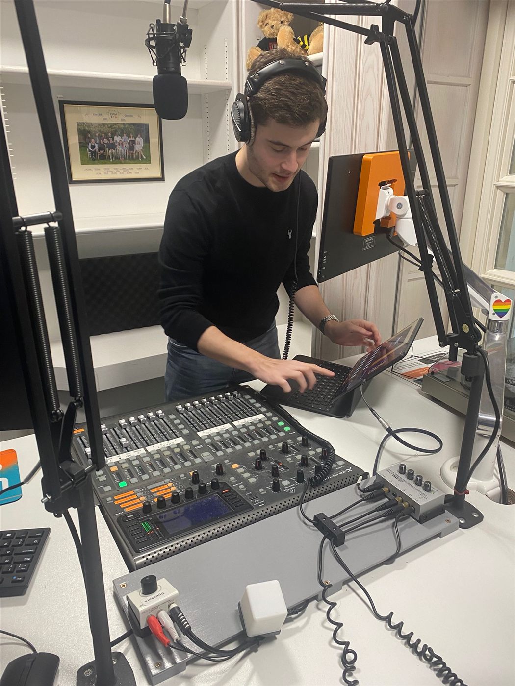 Patrick at the CamFM mixing desk during the show